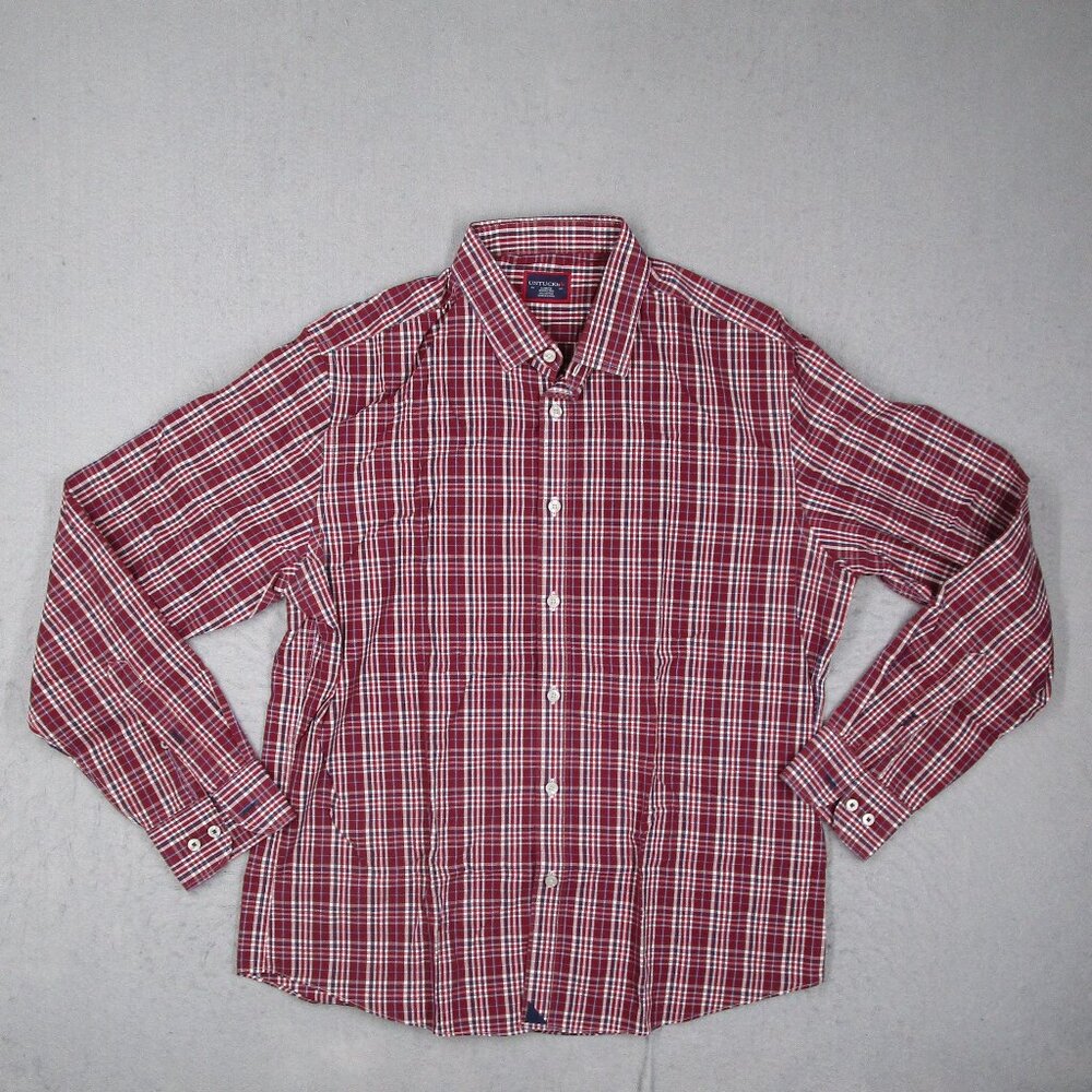 Untuckit Shirt Mens Large Red Chevalier Button Up Long Sleeve Work Casual Travel